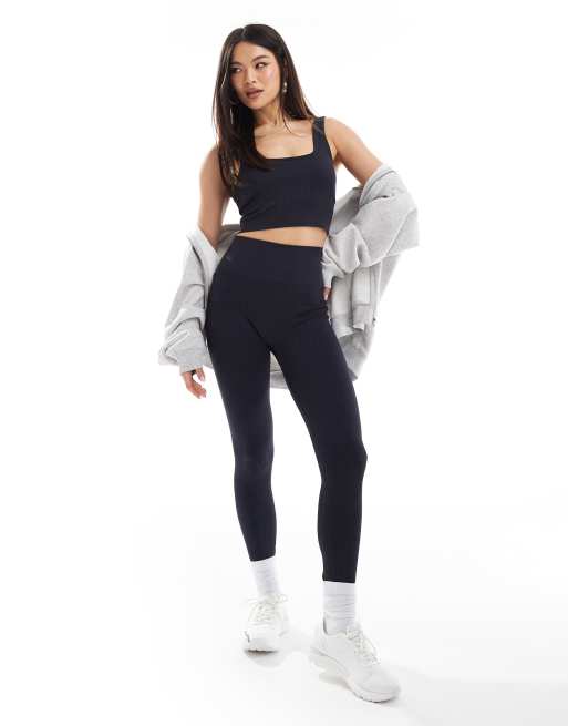 ASOS 4505 - Icon - Sømløst, ribstrikket og marineblåt sæt