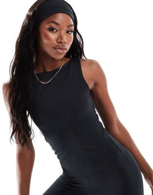 Asos Design 4505 Icon Soft Touch Boat Neck Tank With Inner Bra In Black