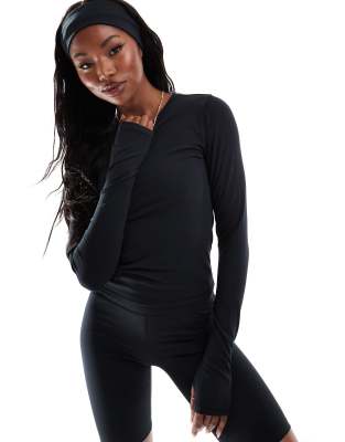 4505 Icon soft touch mock neck performance long sleeve top-Black