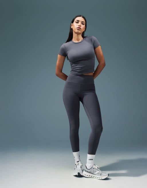 ASOS 4505 Icon soft touch yoga gym set in granite grey