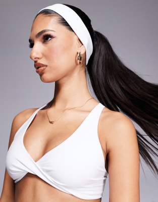 Asos Design 4505 Icon Soft Touch Yoga Wide Headband In White