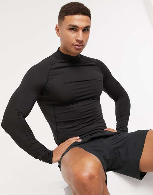 ASOS 4505 icon - Sort, hurtigtørrende trænings t-shirt med lange ærmer og basislag 