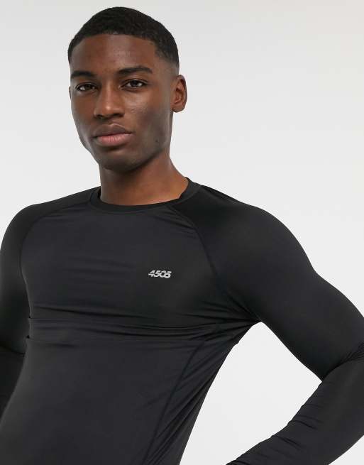 ASOS 4505 Icon - Sort tætsiddende trænings-T-shirts med lange ærmer i hurtigttørrende 
