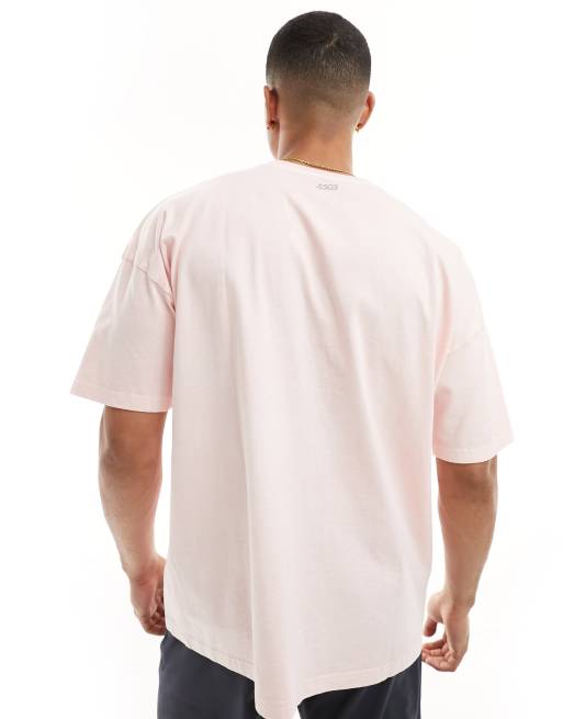 ASOS 4505 Icon - T-shirt da allenamento oversize rosa slavato in tessuto quick dry con logo, 3 di 4