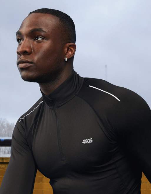 ASOS 4505 - Icon - T-shirt de running moulant à manches longues et fermeture éclair partielle 