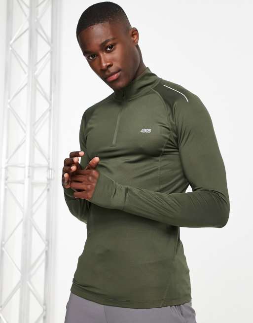 ASOS 4505 – Icon – T-shirt do biegania o kroju podkreślającym sylwetkę z długim rękawem i zamkiem 1/4 