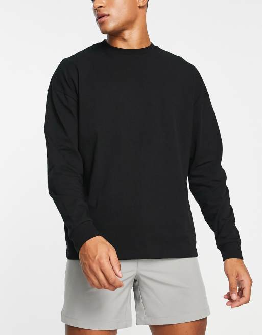 ASOS 4505 - Icon - T-shirt oversize da allenamento nera a maniche lunghe 