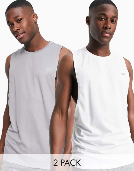 ASOS 4505 – Icon Training – Ärmelloses T-Shirt mit tiefem Armloch und schnell trocknend, 2er-Pack  