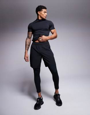 Asos Design 4505 Icon Training Base Layer Tights With Quick Dry And Phone Pocket In Black