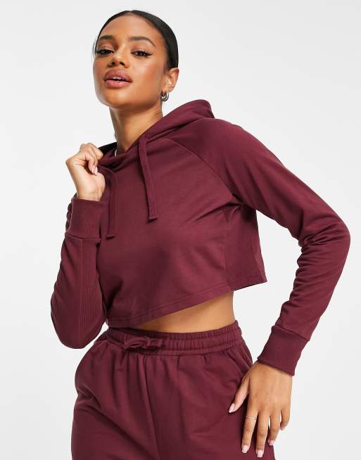 Burgundy hotsell cropped hoodie