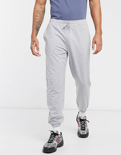 Men icon training joggers with tapered fit in grey marl 