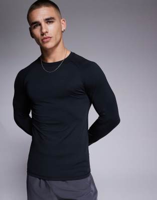 4505 Icon training long sleeve muscle fit base layer in black