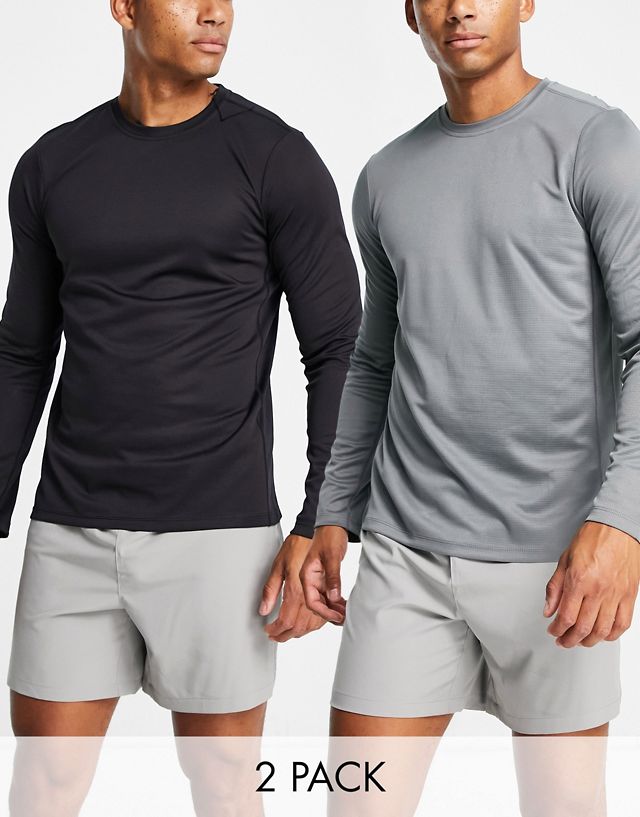 ASOS 4505 icon training long sleeve T-shirt with quick dry 2 pack