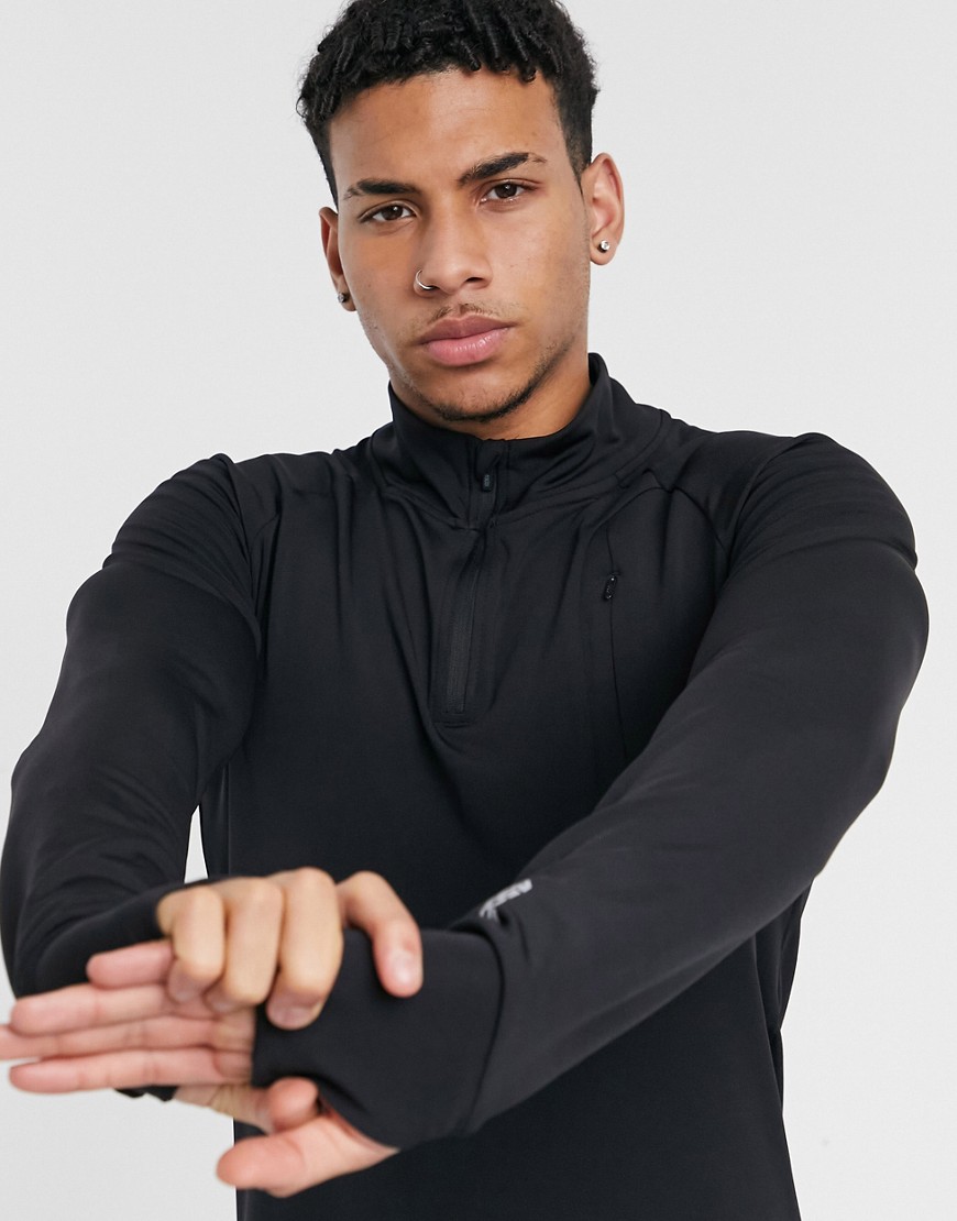 ASOS 4505 icon training muscle fit sweatshirt with 1/4 zip-Black