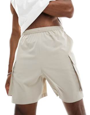 4505 ASOS 4505 Icon training shorts with cargo pockets and quick dry in stone-Neutral