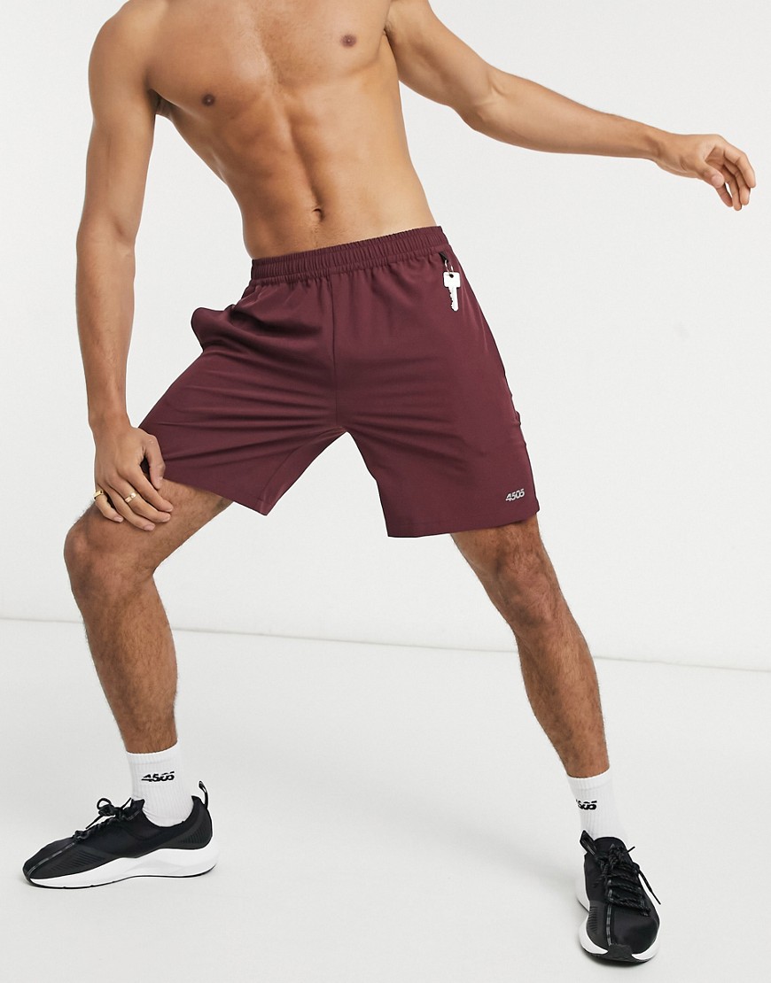 ASOS 4505 icon training shorts with quick dry in burgundy-Red
