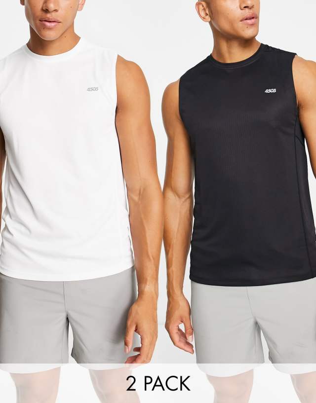 ASOS 4505 icon training sleeveless t-shirt with quick dry 2 pack in black