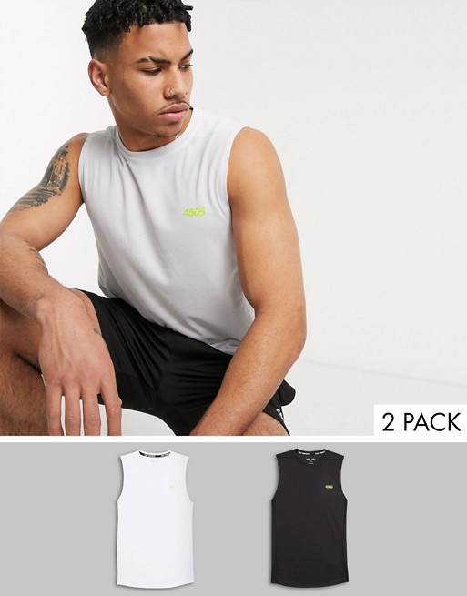 ASOS 4505 icon training sleeveless t-shirt with quick dry 2 pack SAVE