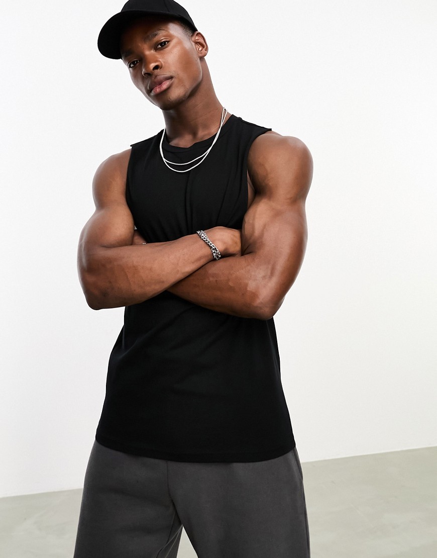 ASOS 4505 Icon training sleeveless tank top with dropped armhole with quick dry in black