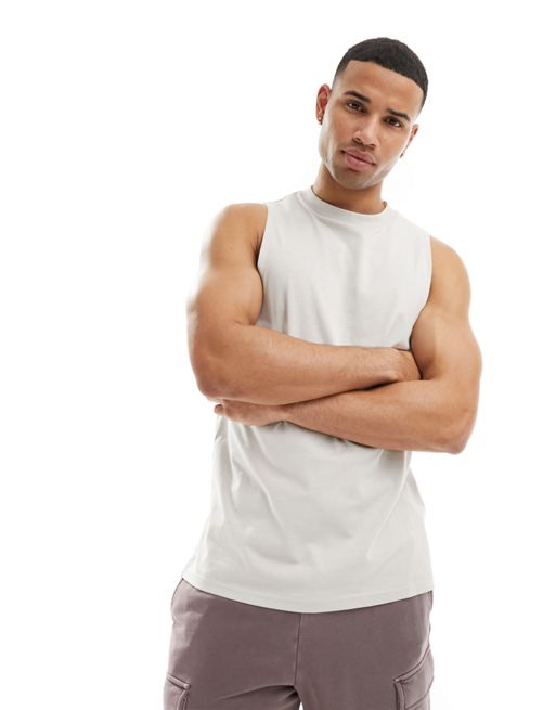 FhyzicsShops 4505 Icon training sleeveless tank with dropped armhole and quick dry in silver grey