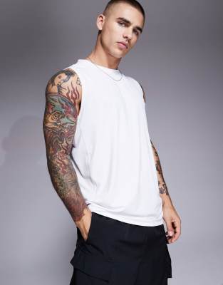 Asos 4505 Icon Training Sleeveless Tank With Quick Dry In White