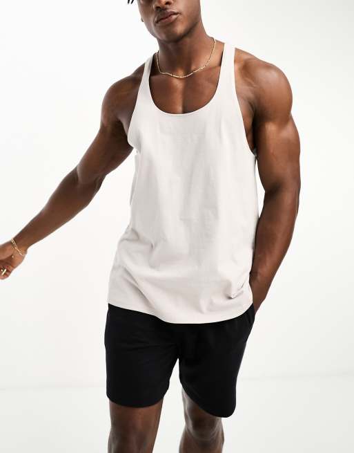 ASOS 4505 icon training stringer singlet with quick dry in stone 
