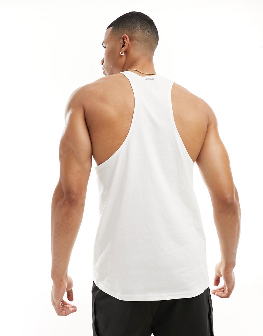 4505 Icon training stringer tank top with quick dry in white