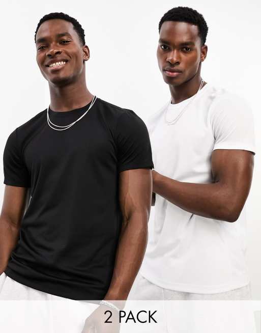 ASOS 4505 Icon training t-shirt 2 pack with quick dry in black and white