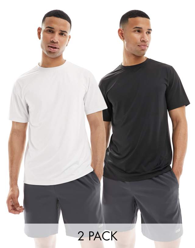 ASOS 4505 - icon training t-shirt with quick dry 2 pack in black and white