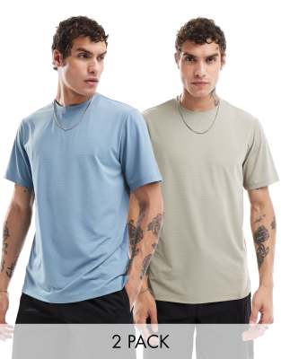 Тренировочная футболка ASOS 4505 Icon с быстрым высыханием 2 упаковки темно-серого и темно-синего цветов 6990₽