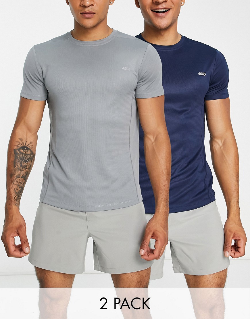 asos 4505 icon training t-shirt with quick dry 2 pack-multi