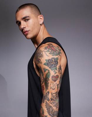 Asos 4505 Icon Training Tank Top With Racer Back In Black