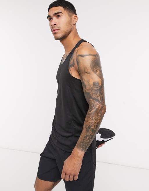ASOS 4505 icon training tank with racer back and quick dry in black 