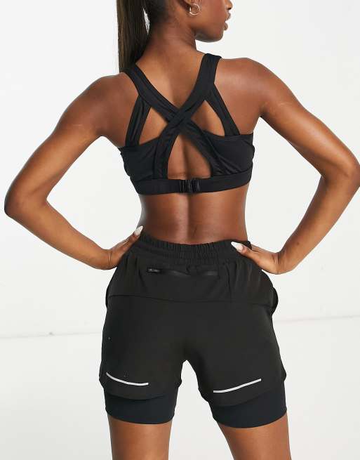 ASOS 4505 icon woven run shorts with underlayer in black 