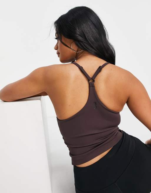 ASOS 4505 icon yoga cami crop top with inner bra in oatmeal , 3 of 4