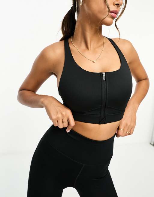 Workout Running Sports Bras For Women High Impact High Support Zip Front  Adjustable Shoulder Straps Cross Back Crop Top