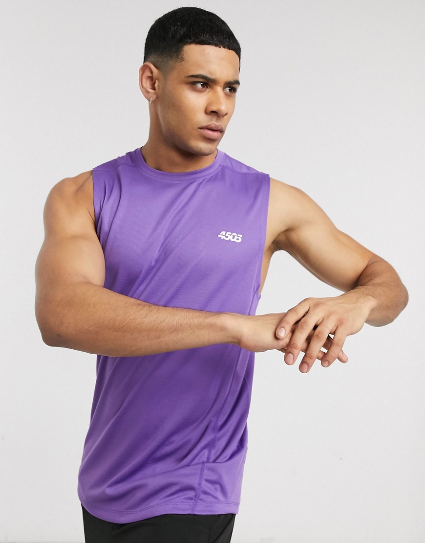 ASOS 4505 - Iconisch mouwloos sneldrogend trainings-T-shirt in paars