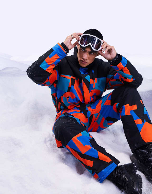 ASOS 4505 insulated ski suit with all over print