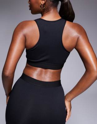 ASOS 4505 ASOS 4505 Intimate seamless rib racer back active bra in black
