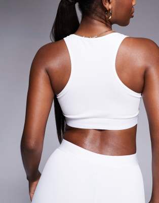 ASOS 4505 ASOS 4505 Intimate seamless rib racer back active bra in white