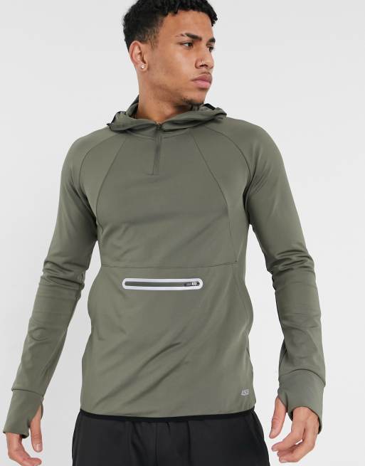 ASOS 4505 – Kapuzenpullover in Muskel-Fit-Form zum Trainieren mit 1/4-Reißverschluss