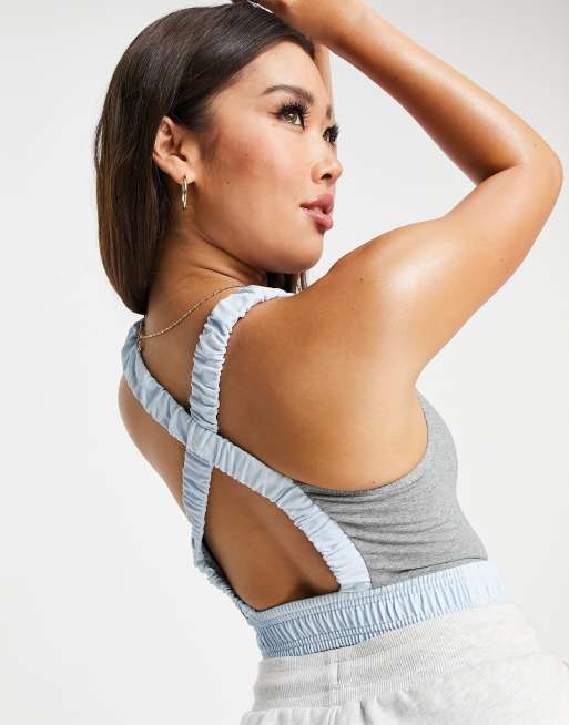 ASOS 4505 - Katoenen camitop met gerimpelde bandjes met ruches - GREY, 2 van 4