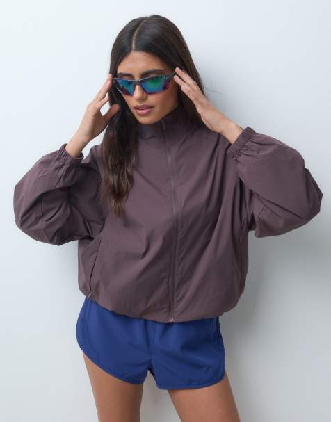 ASOS 4505 kurtka do biegania z bufowanym dołem i kołnierzem typu golf w kolorze taupe brown - view 1