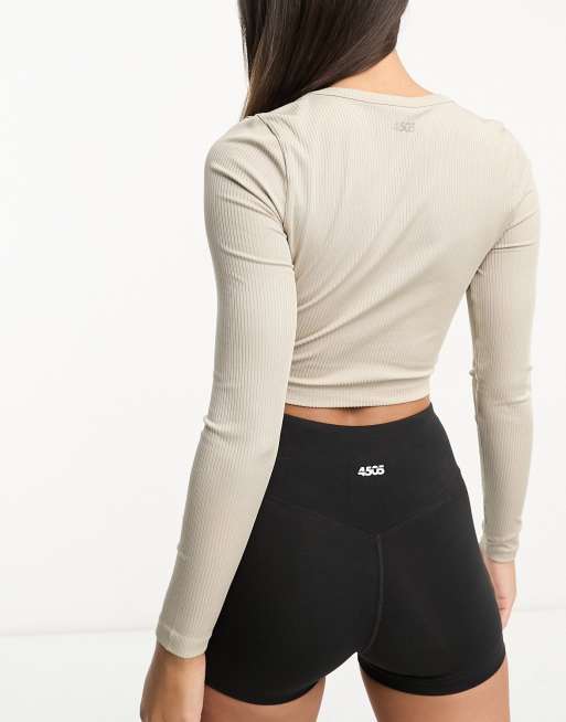 ASOS 4505 – Langärmliges, geripptes Sport-Oberteil