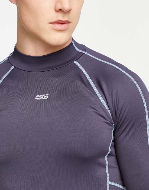 ASOS 4505 – Laufshirt mit langen Ärmeln, Stehkragen und Kontrastnähten, 3 von 4