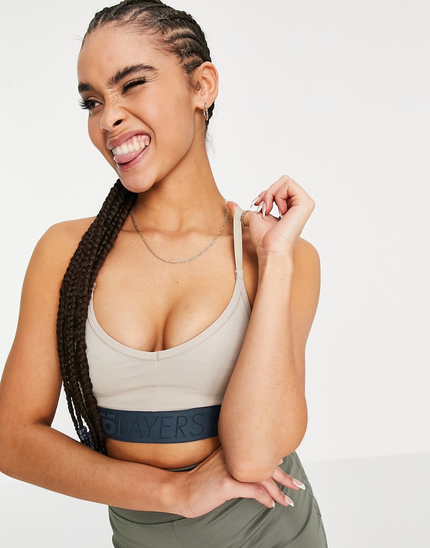 ASOS 4505 layers cotton bralette with wide elastic-Neutral