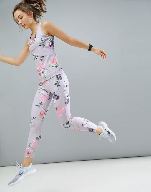 ASOS 4505 Legging In Floral Print With Elastic Trim