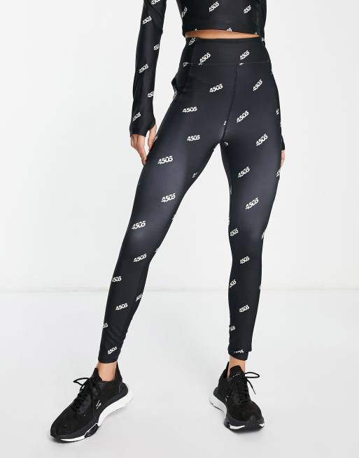 ASOS 4505 Hourglass 7/8 gym leggings in animal gloss black