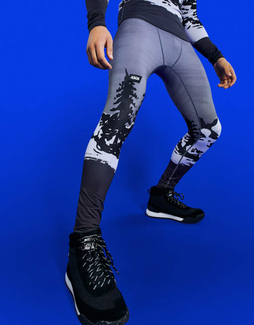 ASOS 4505 - Leggings base layer da sci con stampa di montagna