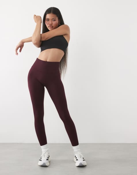 ASOS 4505 - Leggings de gimnasio sin costuras de talle alto Petite en color vino - view 1